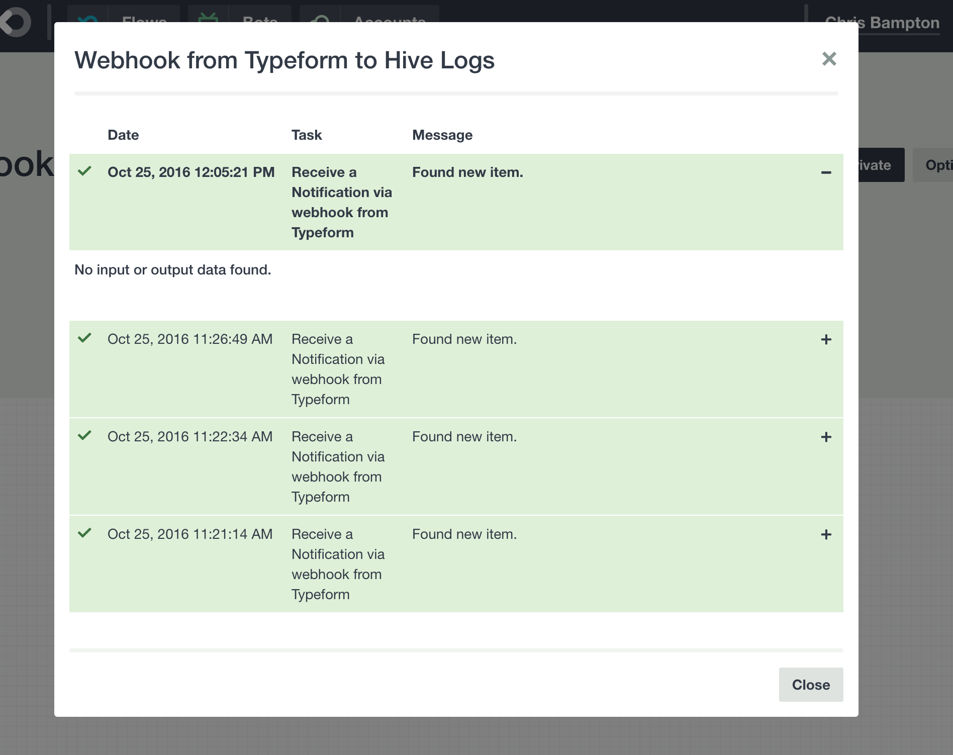 webhooks typeform Flow Questions  XO   data  not any Webhook collecting